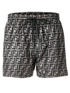 Fendi Logo Print Swim Shorts - Grey