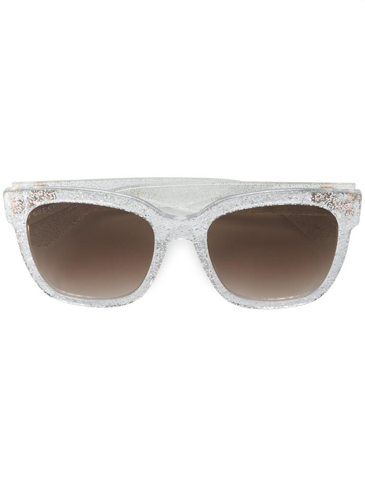 Gucci Glitter Cat-eye Sunglasses, Women's, Grey, Acetate