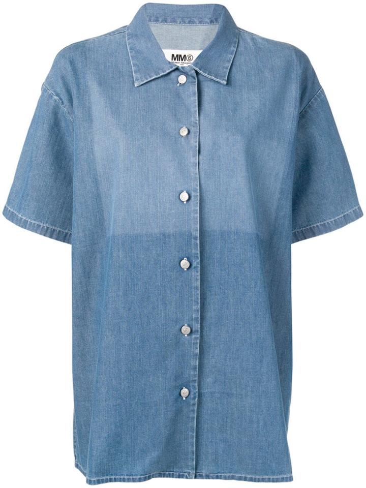 Mm6 Maison Margiela Bleached Jeans Shirt - Blue