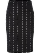 Eggs Striped Pencil Skirt, Women's, Size: 40, Black, Cotton/polyester/polyamide