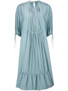 Mulberry Oversized Pleated Front Dress - Blue