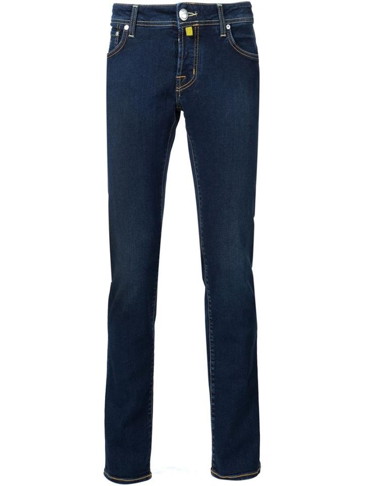 Jacob Cohen Contrast Stitching Jeans, Men's, Size: 32, Blue, Cotton