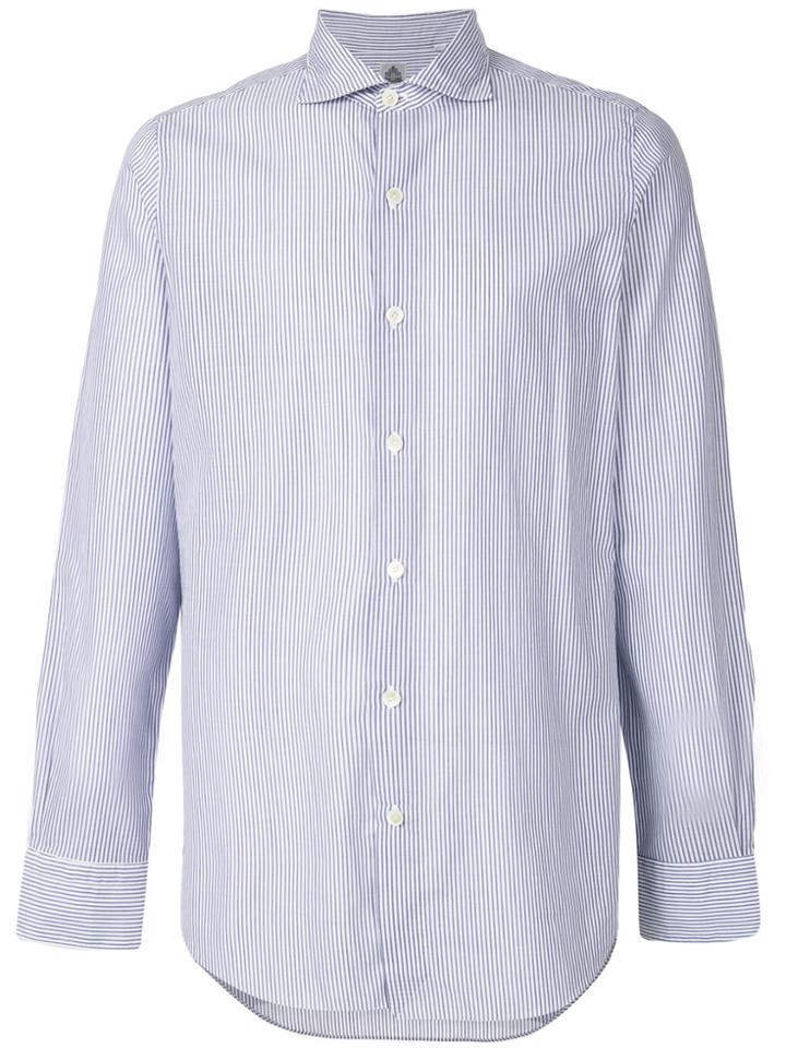 Finamore 1925 Napoli Long Sleeved Stripe Shirt - Blue