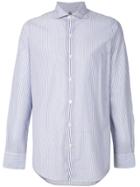 Finamore 1925 Napoli Long Sleeved Stripe Shirt - Blue