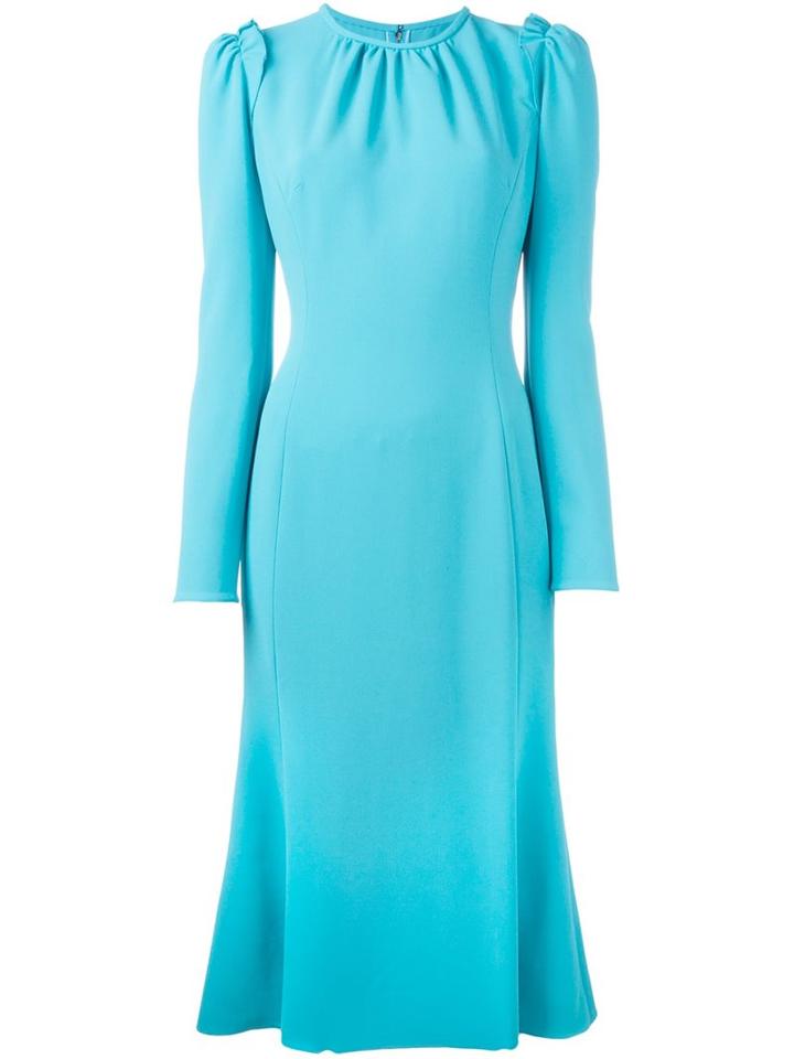 Dolce & Gabbana Flared Hem Midi Dress, Women's, Size: 42, Blue, Viscose/acetate/spandex/elastane