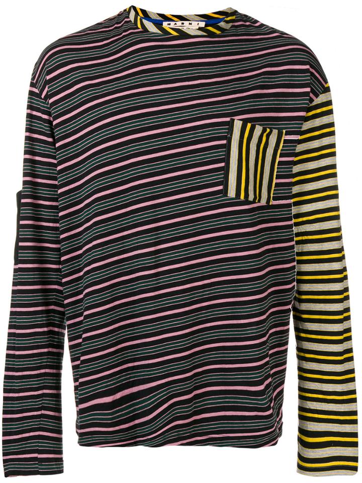 Marni Colourblock Stripe Tee - Black