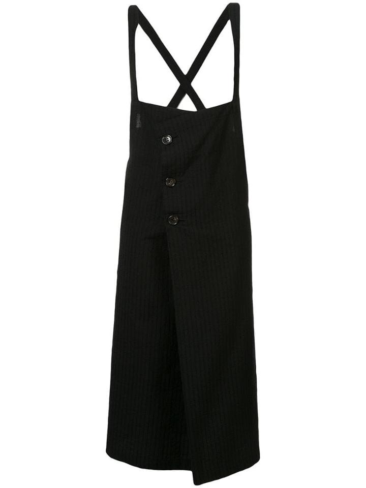Comme Des Garçons Pre-owned Button-front Pinafore Dress - Black