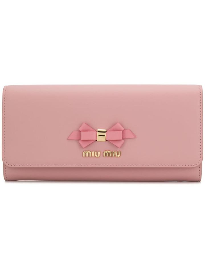 Miu Miu Foldover Bow Wallet - Pink