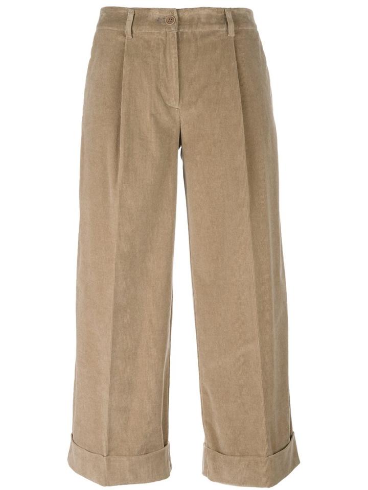 P.a.r.o.s.h. Corduroy Culottes, Women's, Size: Large, Nude/neutrals, Cotton/spandex/elastane