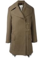 Valentino Military Coat, Women's, Size: 40, Green, Linen/flax/fox Fur/lamb Skin/coypu Fur