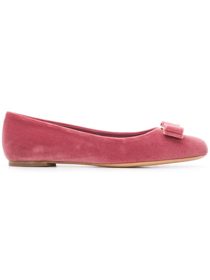 Salvatore Ferragamo Varina Velvet Ballerinas - Pink