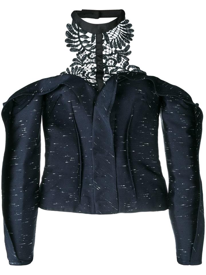 Self-portrait Embroidered Halter Detail Blouse - Blue
