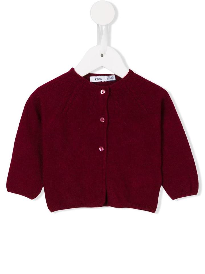 Knot - Cable Knit Detail Cardigan - Kids - Polyamide/viscose/cashmere/merino - 9 Mth, Infant Girl's, Red