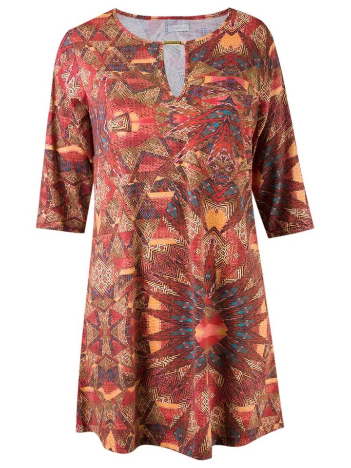 Lygia & Nanny Printed Tunic Dress, Women's, Size: 46, Red, Polyamide/spandex/elastane