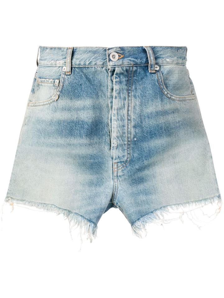 Unravel Project Denim Fringed Shorts - Blue