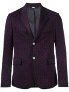 Gucci Horsebit Jacquard Jacket, Men's, Size: 48, Blue, Cotton