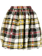 Miu Miu Checked Print Skirt - White