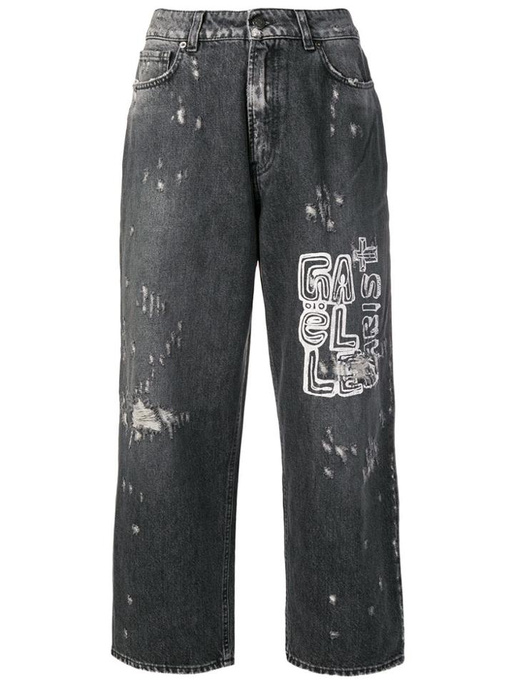 Gaelle Bonheur Cropped Wide Leg Jeans - Grey