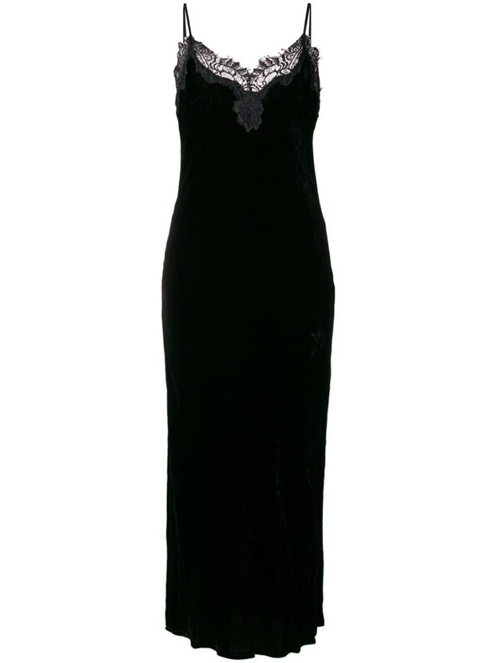 Gold Hawk Long Slip Dress - Black
