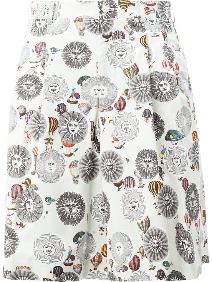 Comme Des Garçons Homme Plus Comme Des Garçons Homme Plus X Fornasetti Printed Shorts, Men's, Size: Medium, White, Cotton