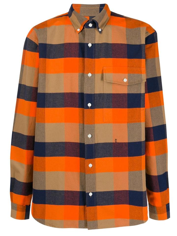 Closed Check Button Down Shirt - Orange