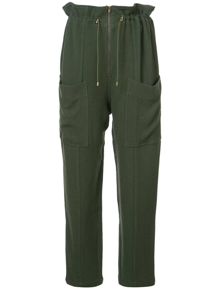Apiece Apart Zip Front Drawstring Trousers - Green