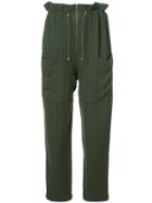 Apiece Apart Zip Front Drawstring Trousers - Green