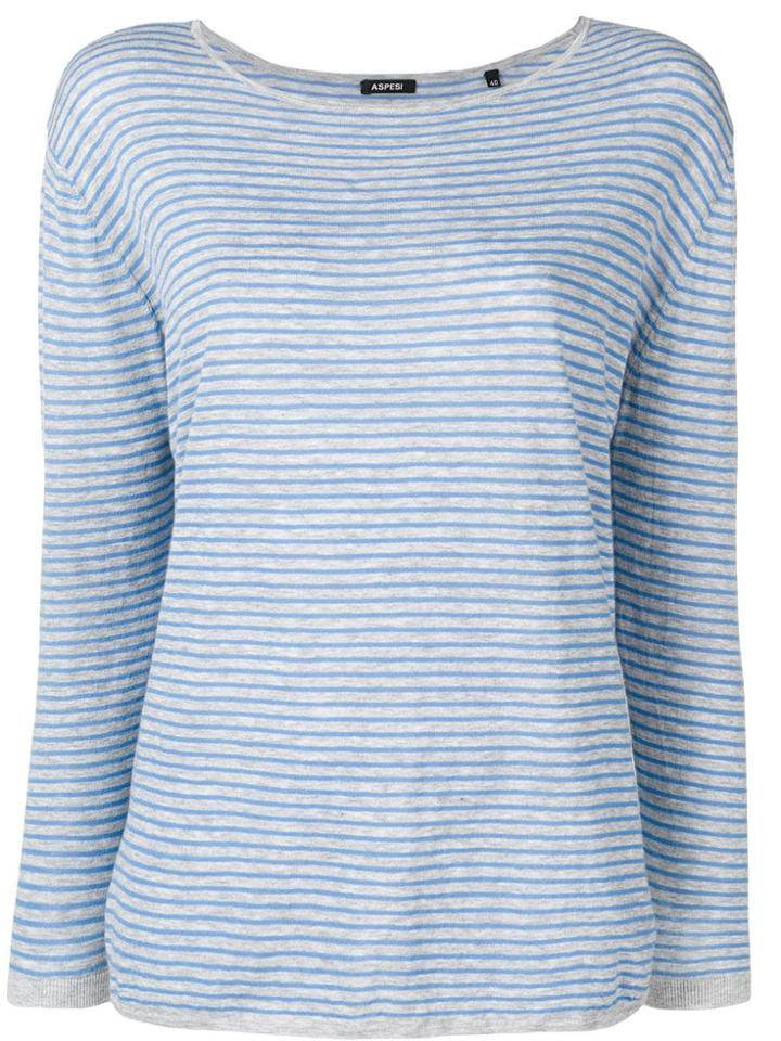 Aspesi Striped Long Sleeve Top - Blue