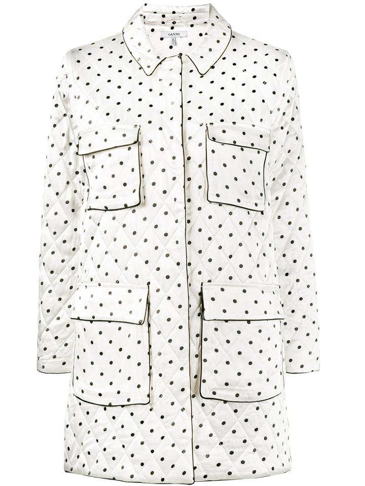 Ganni - Leclair Polka Dot Print Jacket - Women - Polyester/viscose Crepe - 40, White, Polyester/viscose Crepe
