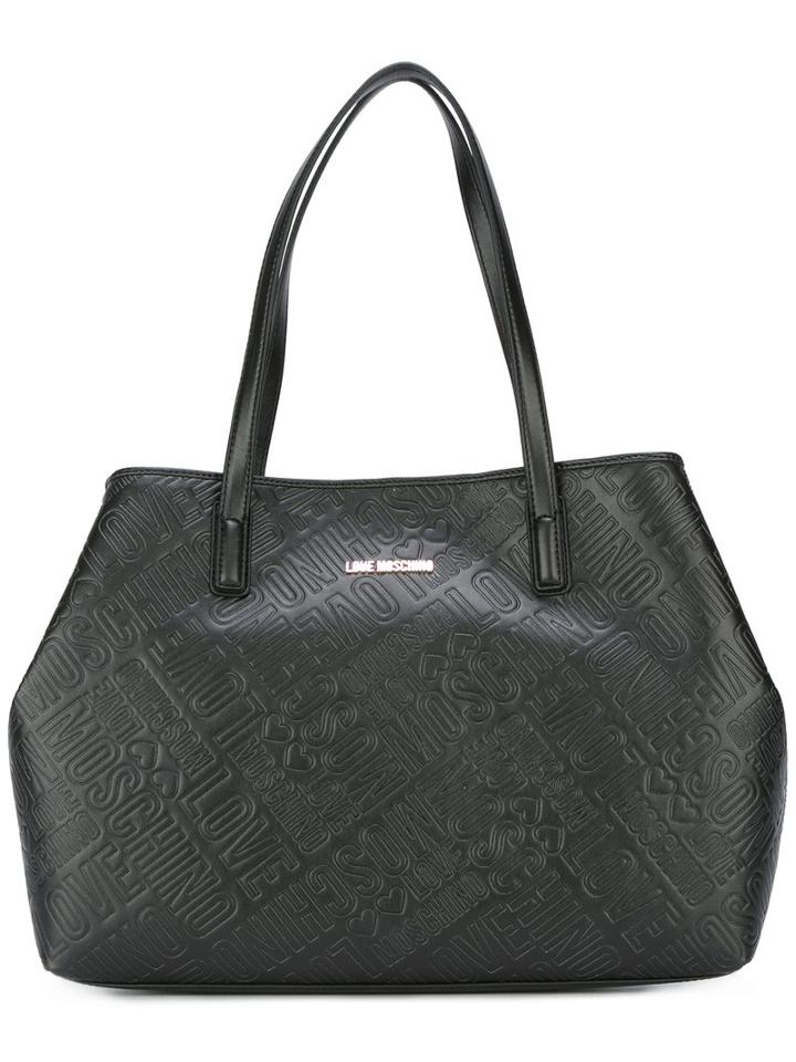 Love Moschino Embossed Logo Tote, Women's, Black, Polyurethane