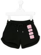 Msgm Kids Logo Appliqué Shorts, Girl's, Size: 6 Yrs, Black