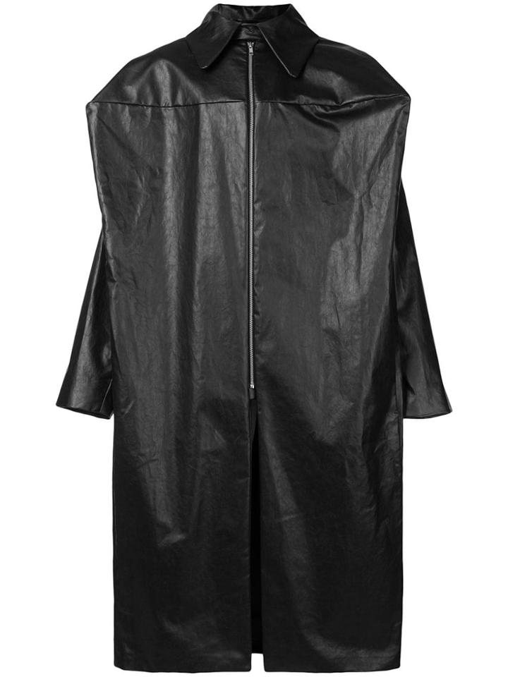 Walter Van Beirendonck Faux Leather Oversized Coat - Black
