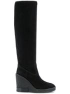 Tod's Wedge Heel Boots - Black