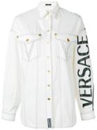 Versace Logo Print Denim Jacket - White