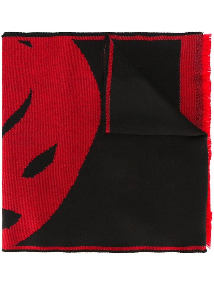 Alexander Mcqueen 'big Skull' Knit Scarf, Men's, Black, Wool