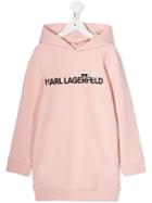 Karl Lagerfeld Kids Teen Logo-print Hooded Dress - Pink