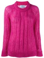 Prada Crew Neck Knitted Sweater - Pink
