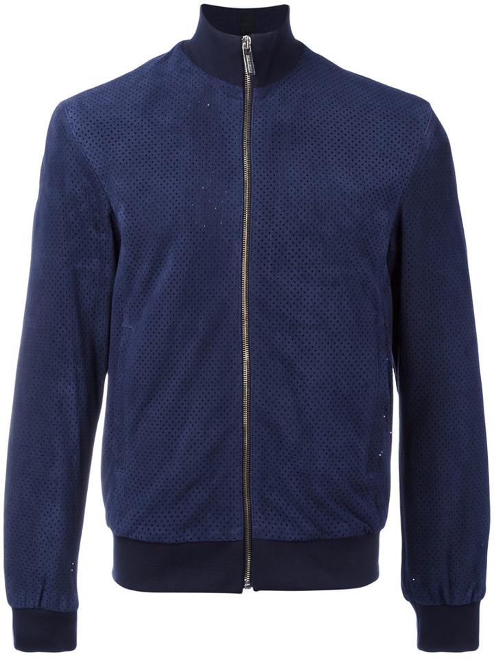 Bikkembergs - Perforated Jacket - Men - Goat Skin/polyamide/polyester/viscose - 58, Blue, Goat Skin/polyamide/polyester/viscose