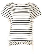 Portspure Striped High Low T-shirt - White