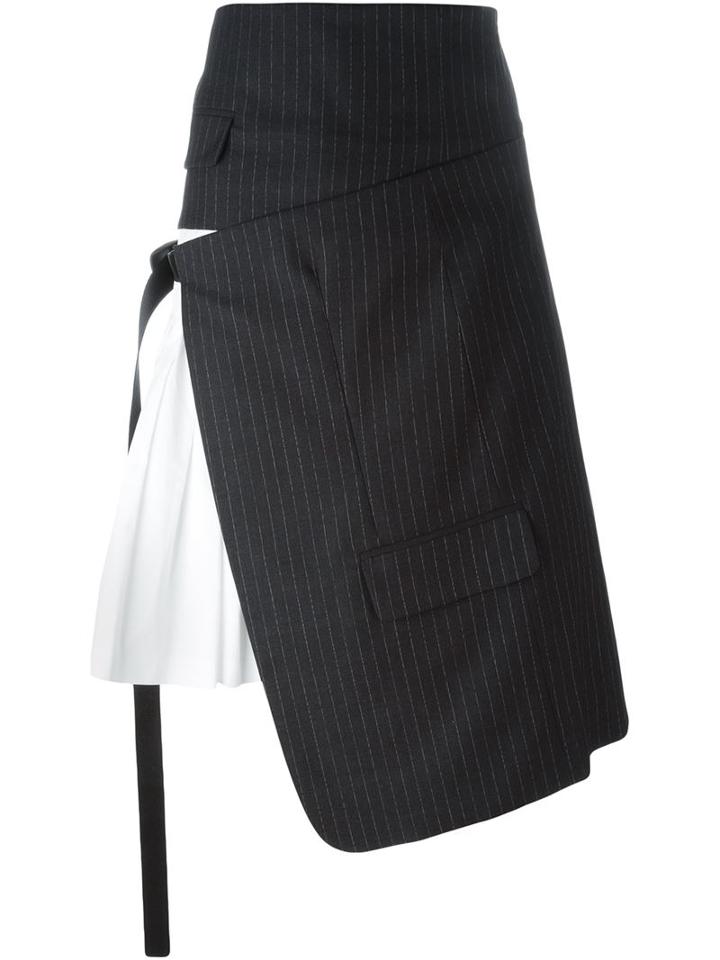 Dkny Layered Wrap Pinstripe Skirt