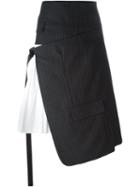 Dkny Layered Wrap Pinstripe Skirt