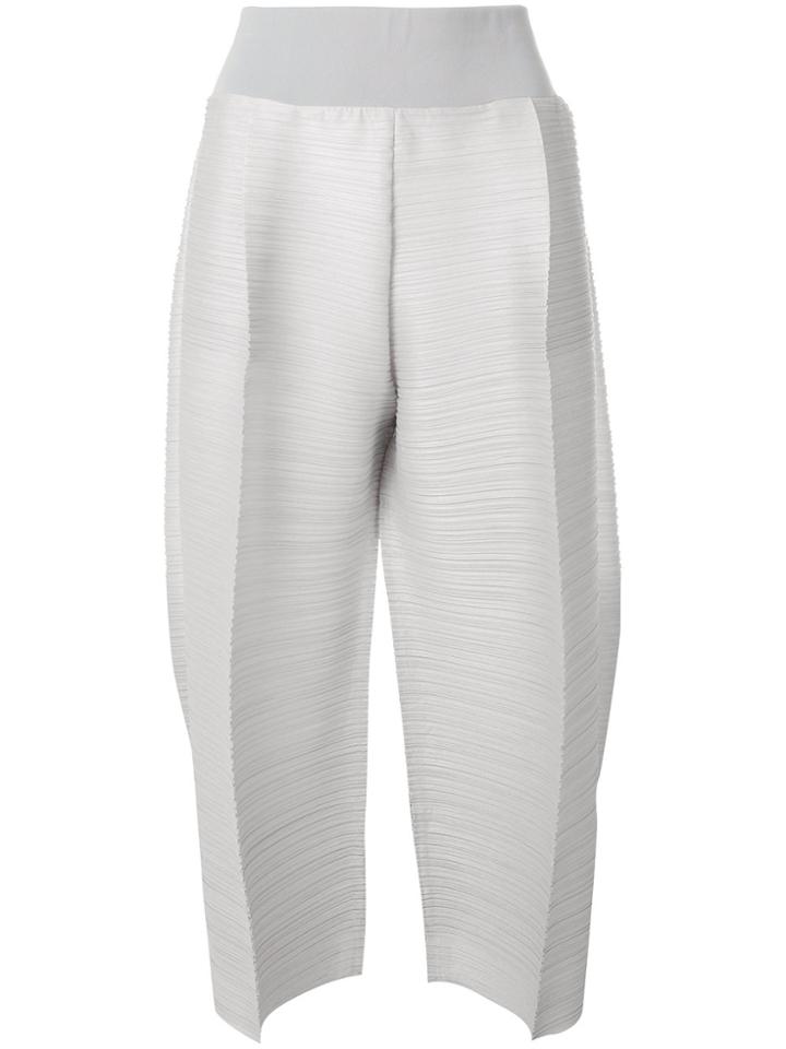 Pleats Please By Issey Miyake Cropped Pleated Trousers - Grey