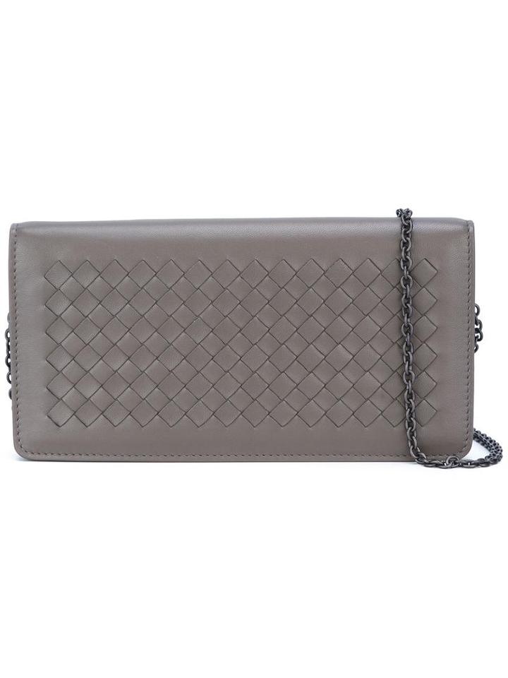 Bottega Veneta Interlaced Shoulder Bag, Women's, Grey, Nappa Leather