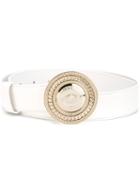 Versace Medusa Belt, Women's, Size: 75, White, Calf Leather