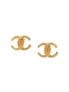 Chanel Vintage Line Cc Earrings - Gold