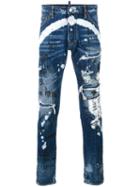 Distressed Graffiti Jeans - Men - Cotton - 54, Blue, Cotton, Dsquared2