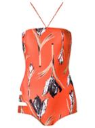 Giuliana Romanno Printed Swimsuit, Women's, Size: G, Yellow/orange, Polyamide/spandex/elastane