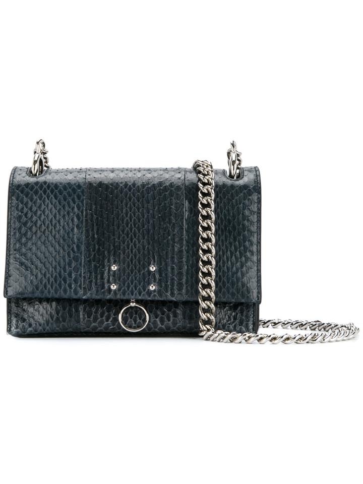 Jil Sander Ring Detail Embossed Shoulder Bag - Blue
