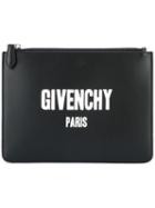 Givenchy Paris Logo Print Clutch, Black, Leather
