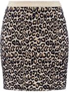 Miu Miu Leopard Print Knitted Skirt - Gold